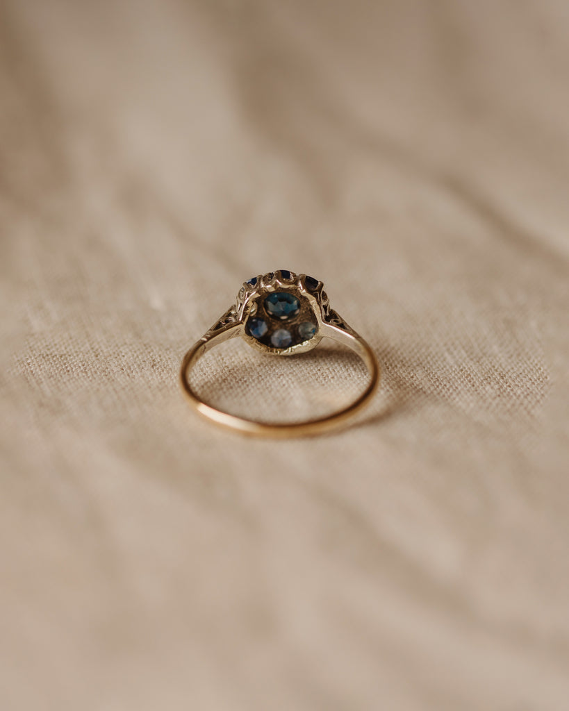 Hattie Antique 9ct Gold Sapphire & Diamond Cluster Ring
