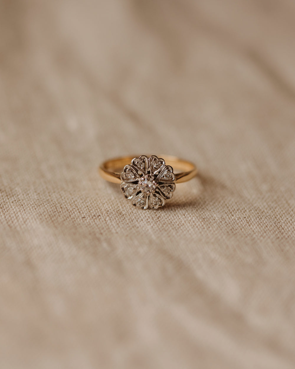 Marianne Antique 18ct Gold Diamond Cluster Ring