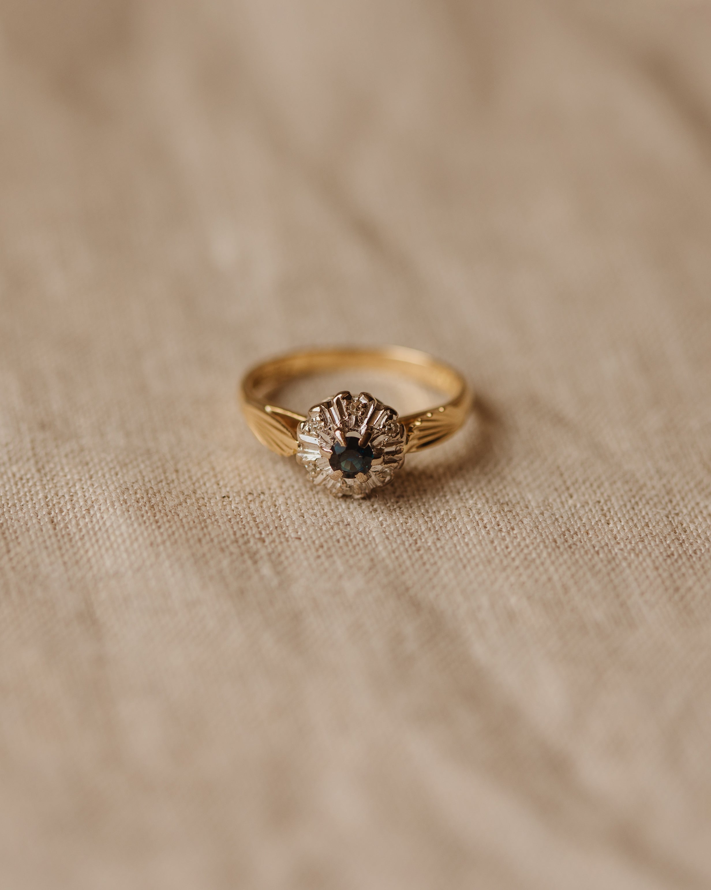 Lydia Vintage 18ct Gold Sapphire & Diamond Cluster Ring