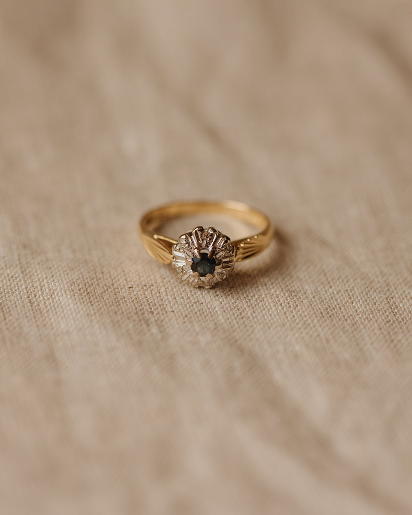 Lydia Vintage 18ct Gold Sapphire & Diamond Cluster Ring