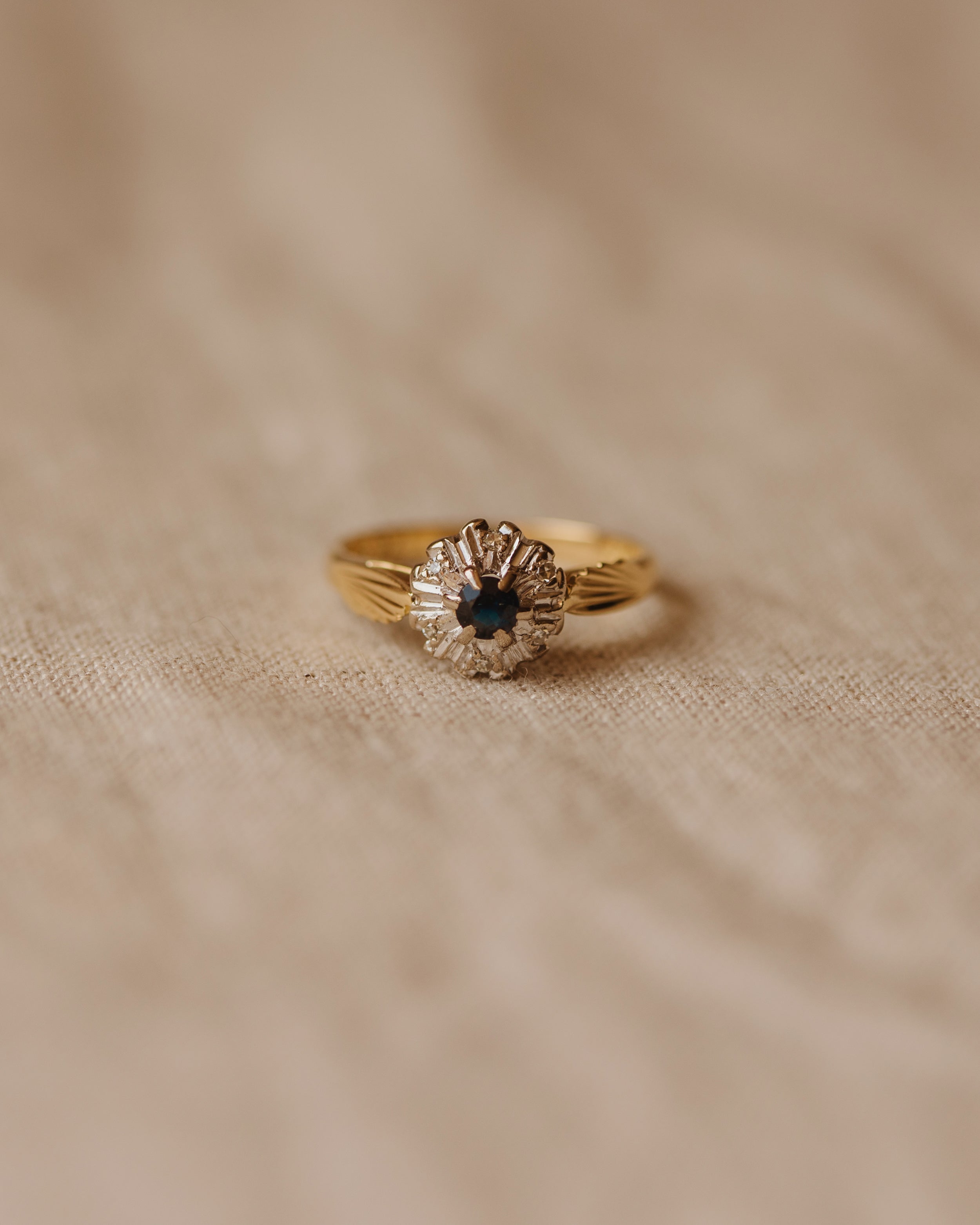 Image of Lydia Vintage 18ct Gold Sapphire & Diamond Cluster Ring