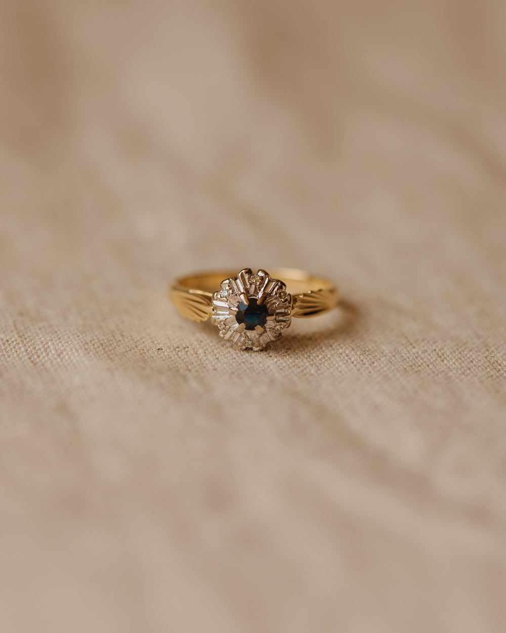 Lydia Vintage 18ct Gold Sapphire & Diamond Cluster Ring