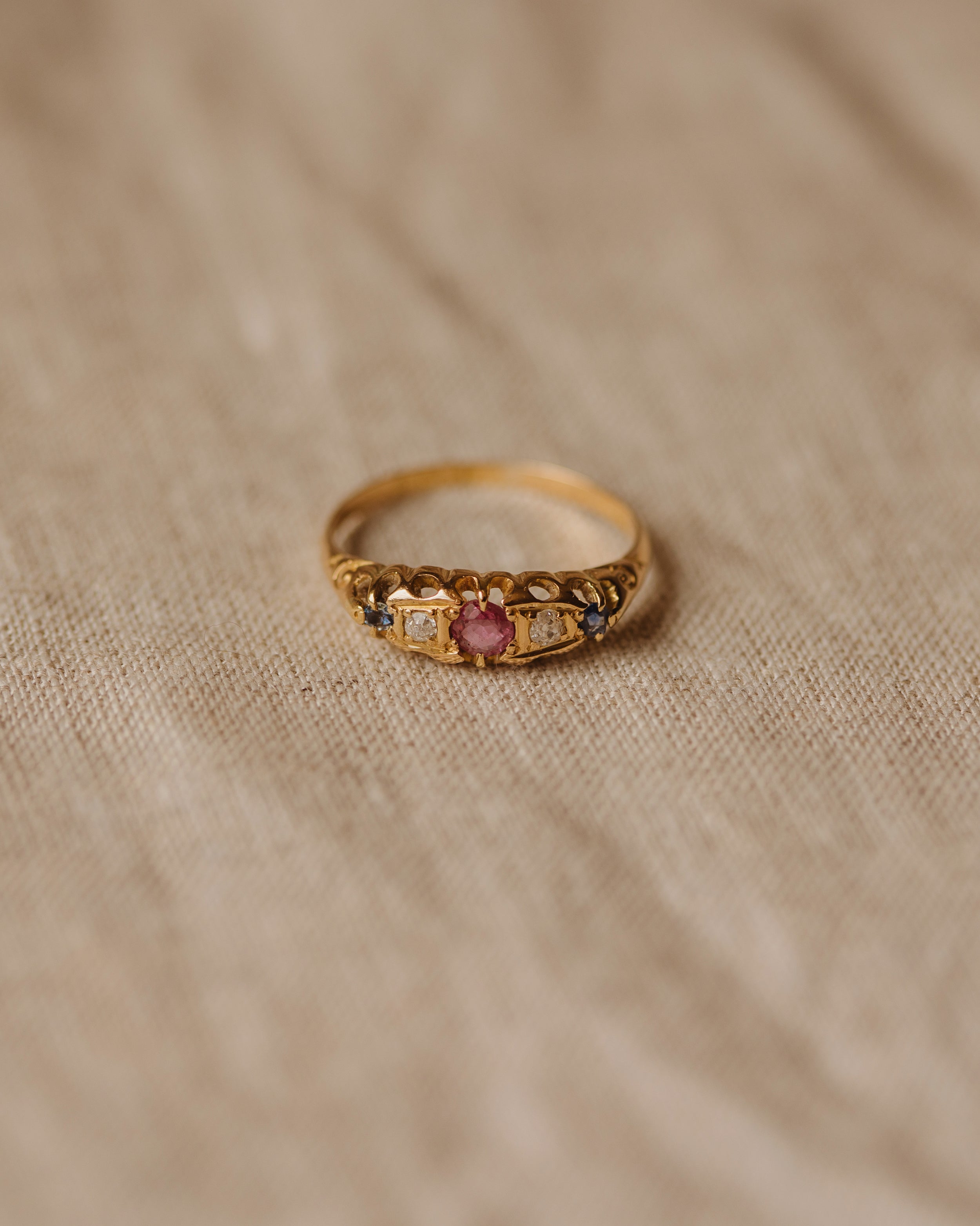 Image of Annabeth 1906 18ct Gold Ruby, Sapphire & Diamond Ring