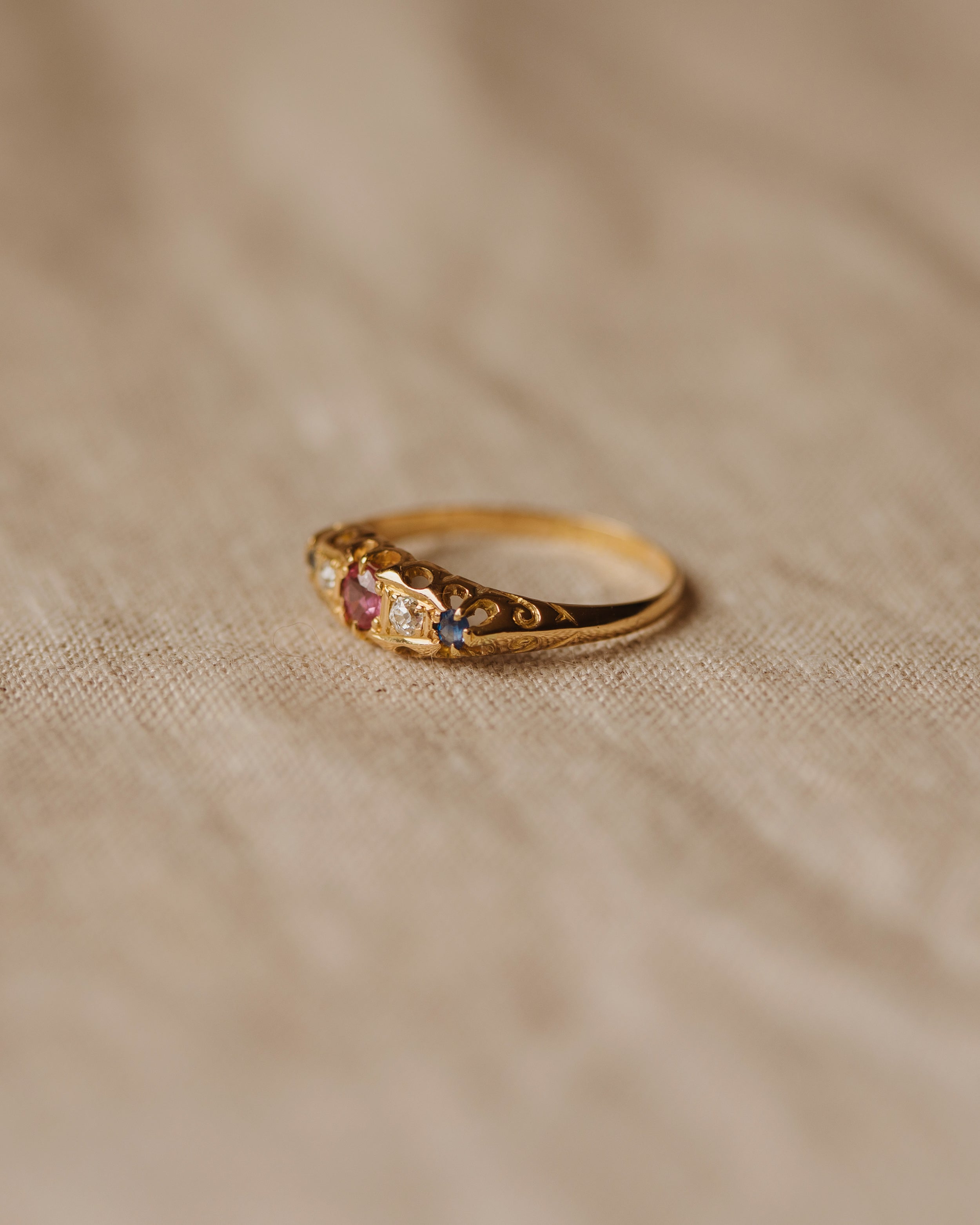 Annabeth 1906 18ct Gold Ruby, Sapphire & Diamond Ring