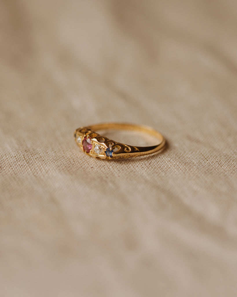 Annabeth 1906 18ct Gold Ruby, Sapphire & Diamond Ring
