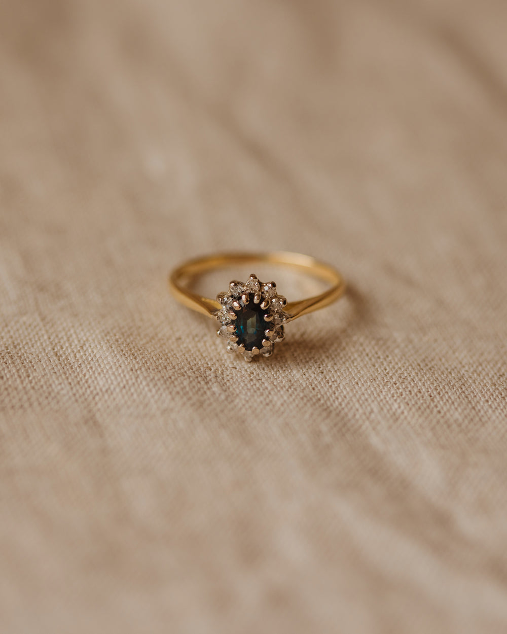 Dorothy 1985 18ct Gold Sapphire & Diamond Cluster Ring