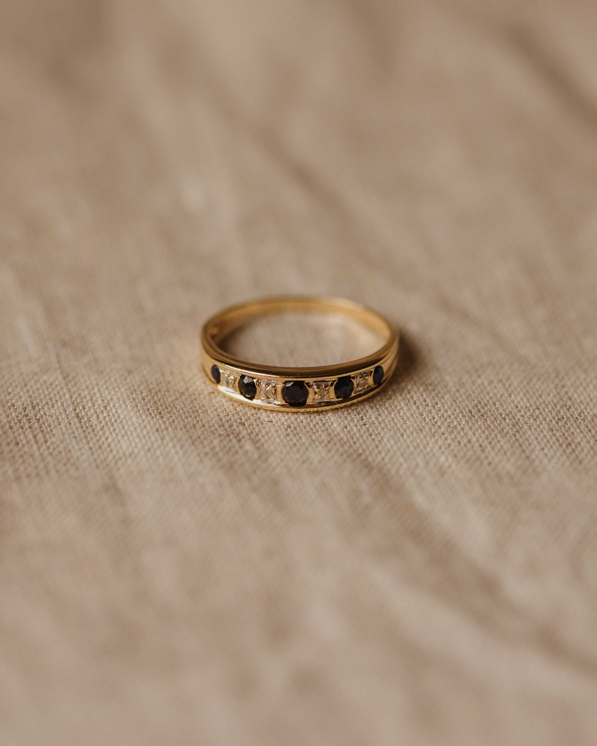 Image of Audra Vintage 9ct Gold Sapphire & Diamond Ring