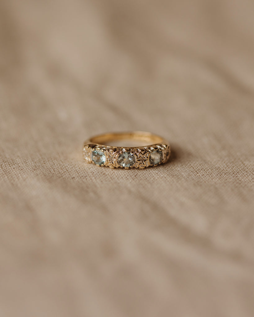 Cleo 1989 9ct Gold Aquamarine & Diamond Ring