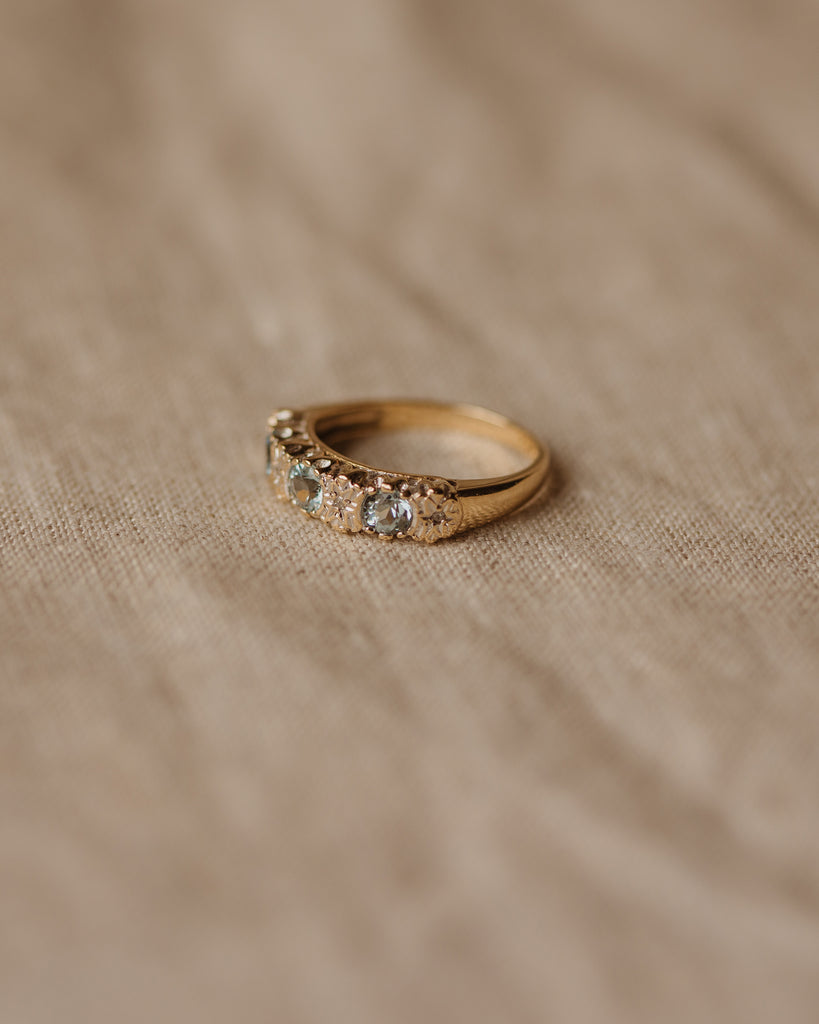Cleo 1989 9ct Gold Aquamarine & Diamond Ring
