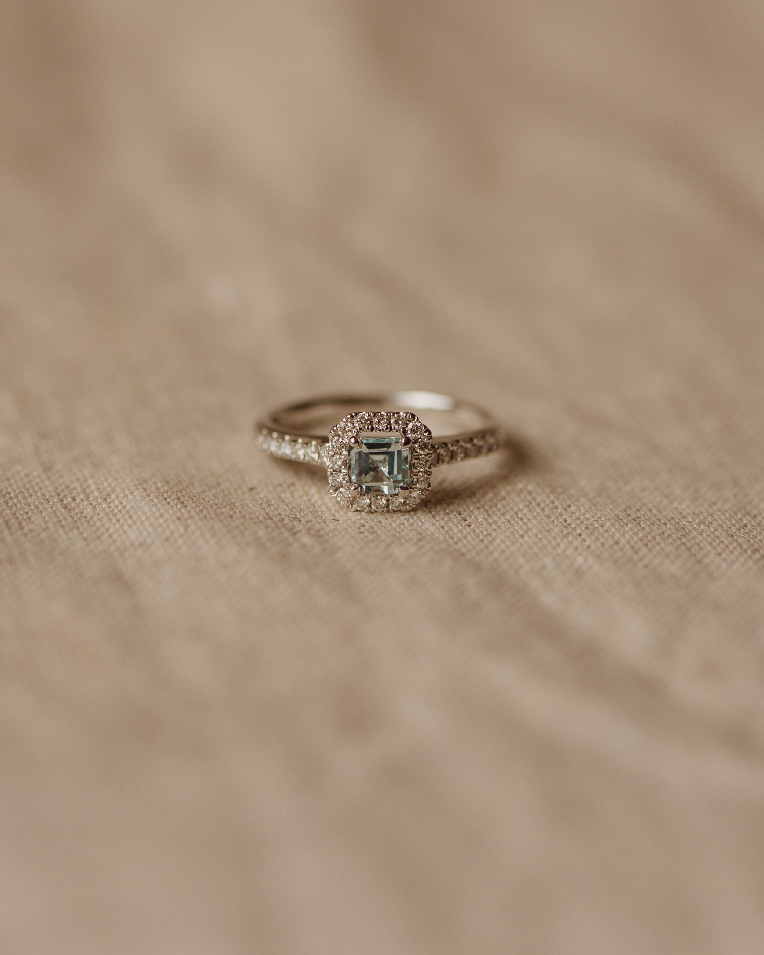 Olivia 18ct White Gold Aquamarine & Diamond Cluster Ring