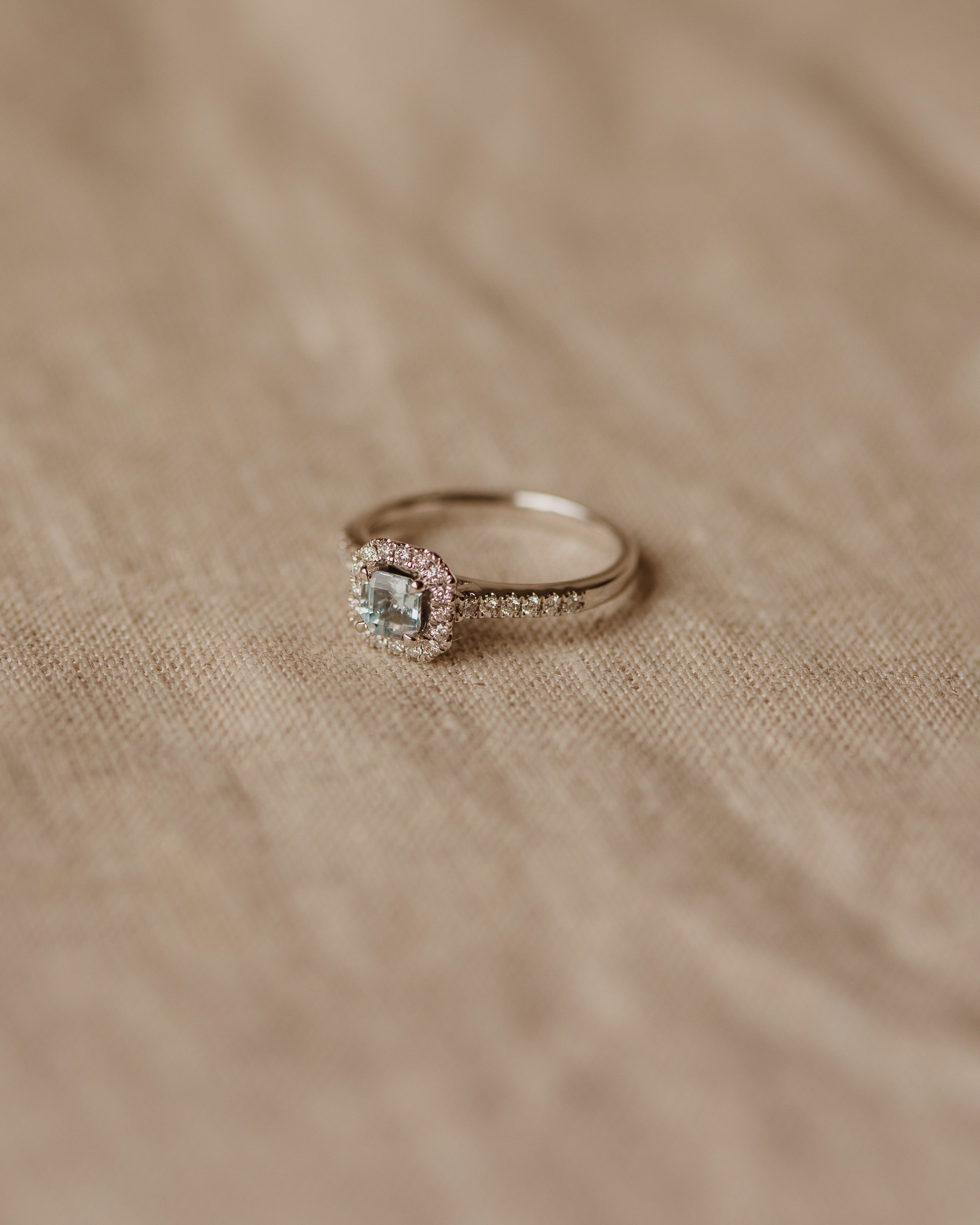 Olivia 18ct White Gold Aquamarine & Diamond Cluster Ring
