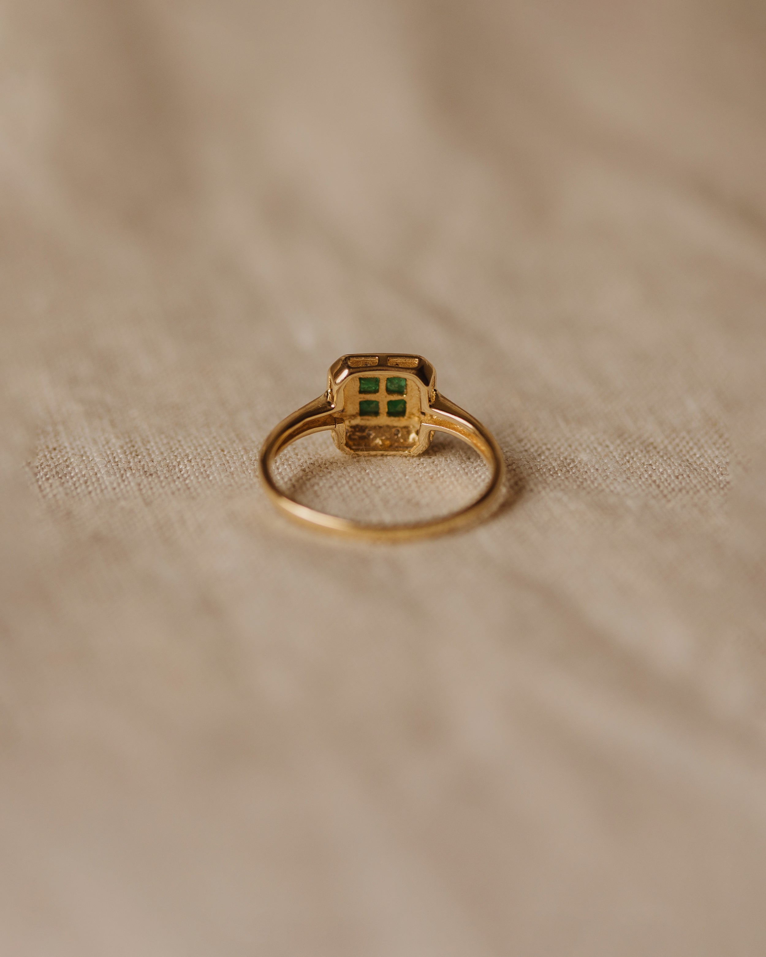 Grace Vintage 9ct Gold Emerald & Diamond Ring