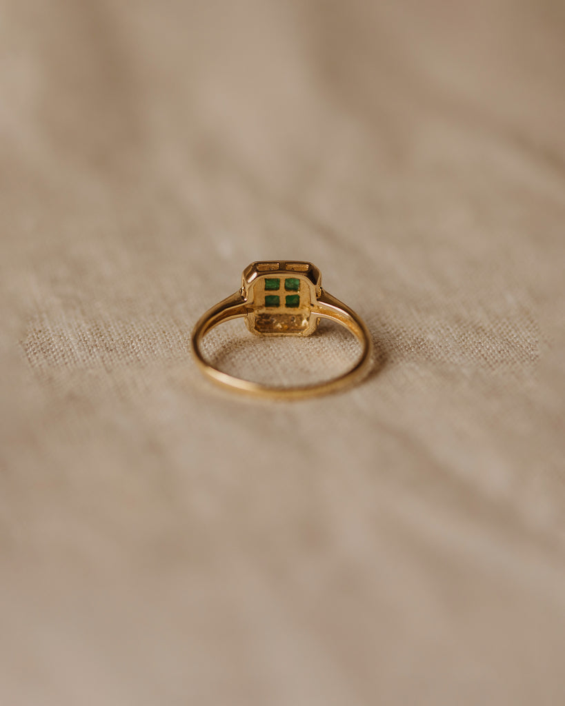 Grace Vintage 9ct Gold Emerald & Diamond Ring