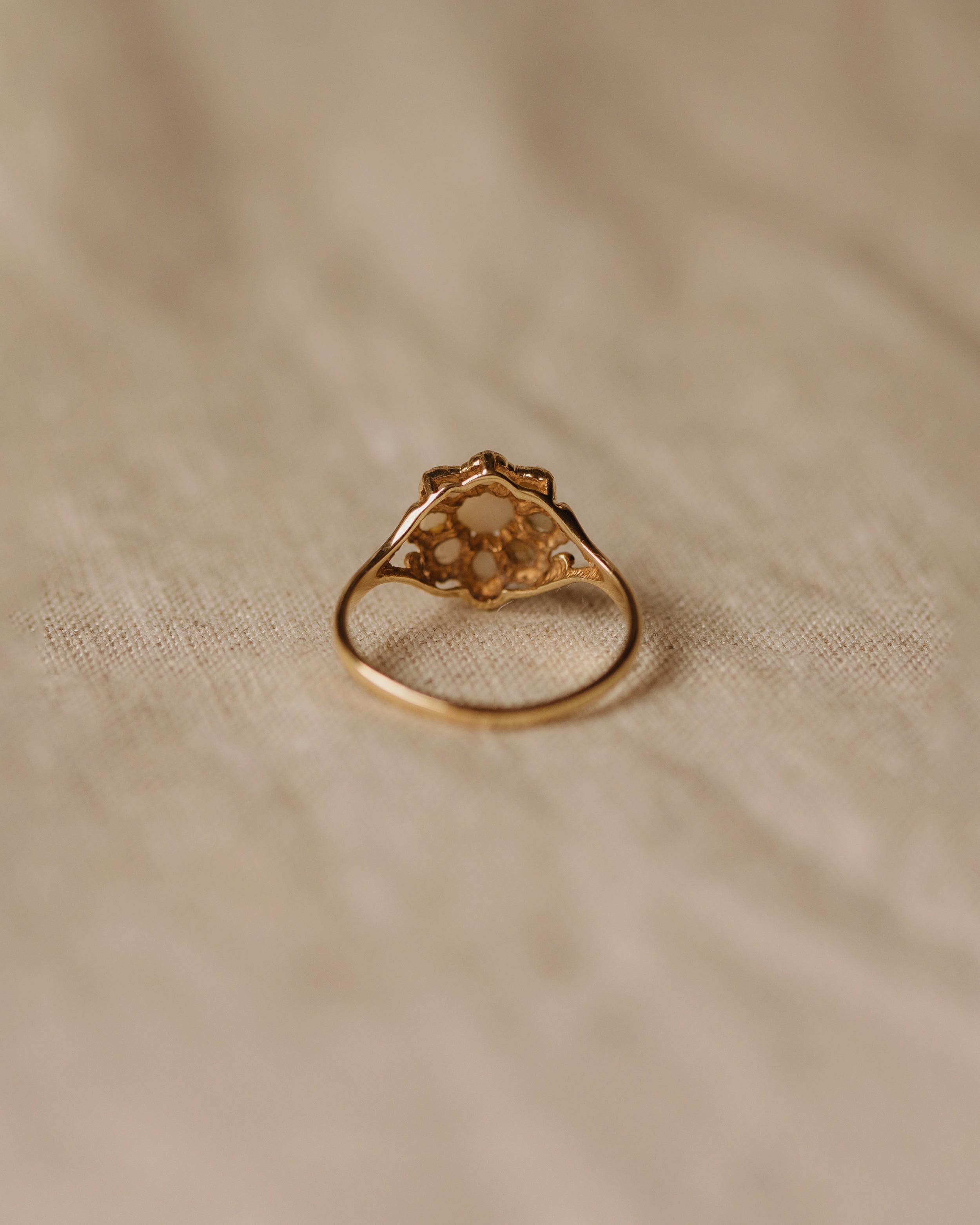 Maria Vintage 9ct Gold Pearl Flower Cluster Ring