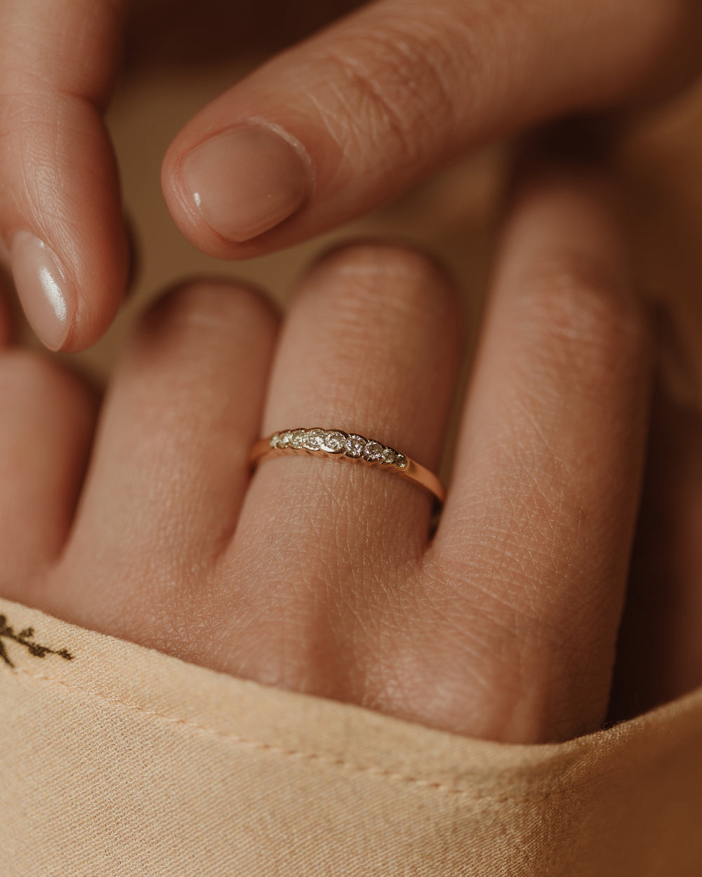 Tessie 1986 Vintage 9ct Gold Diamond Half Eternity Ring