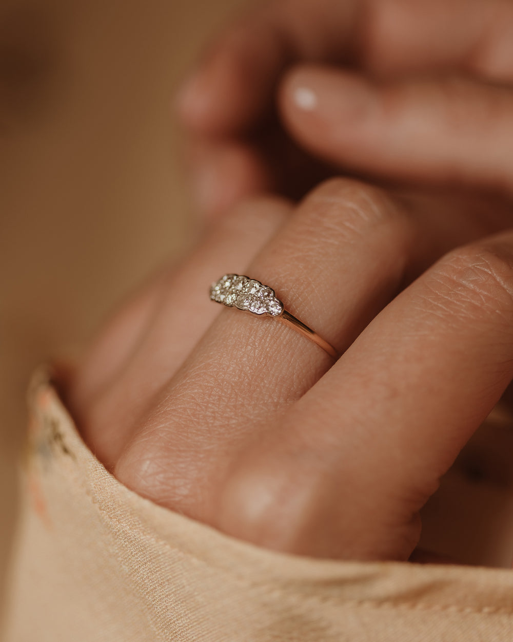 Imogene Antique Art Deco 18ct Gold Diamond Cluster Ring