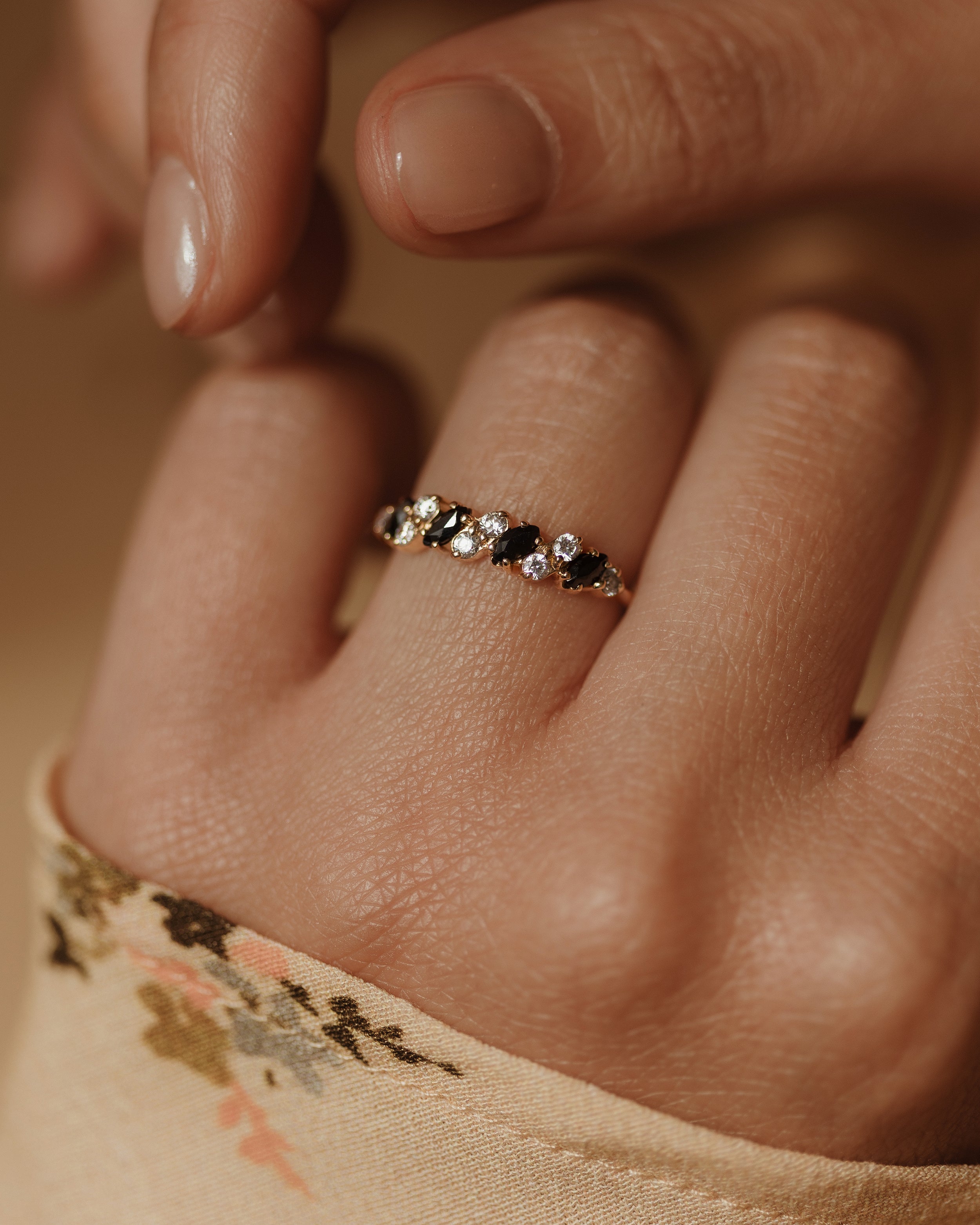 Image of Maggie 1993 Vintage 9ct Gold Sapphire & CZ Half Eternity Ring