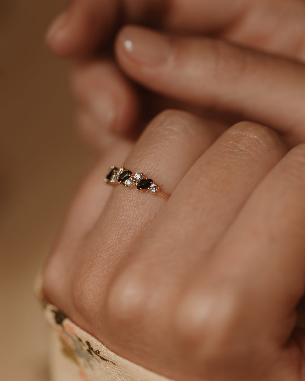 Maggie 1993 Vintage 9ct Gold Sapphire & CZ Half Eternity Ring