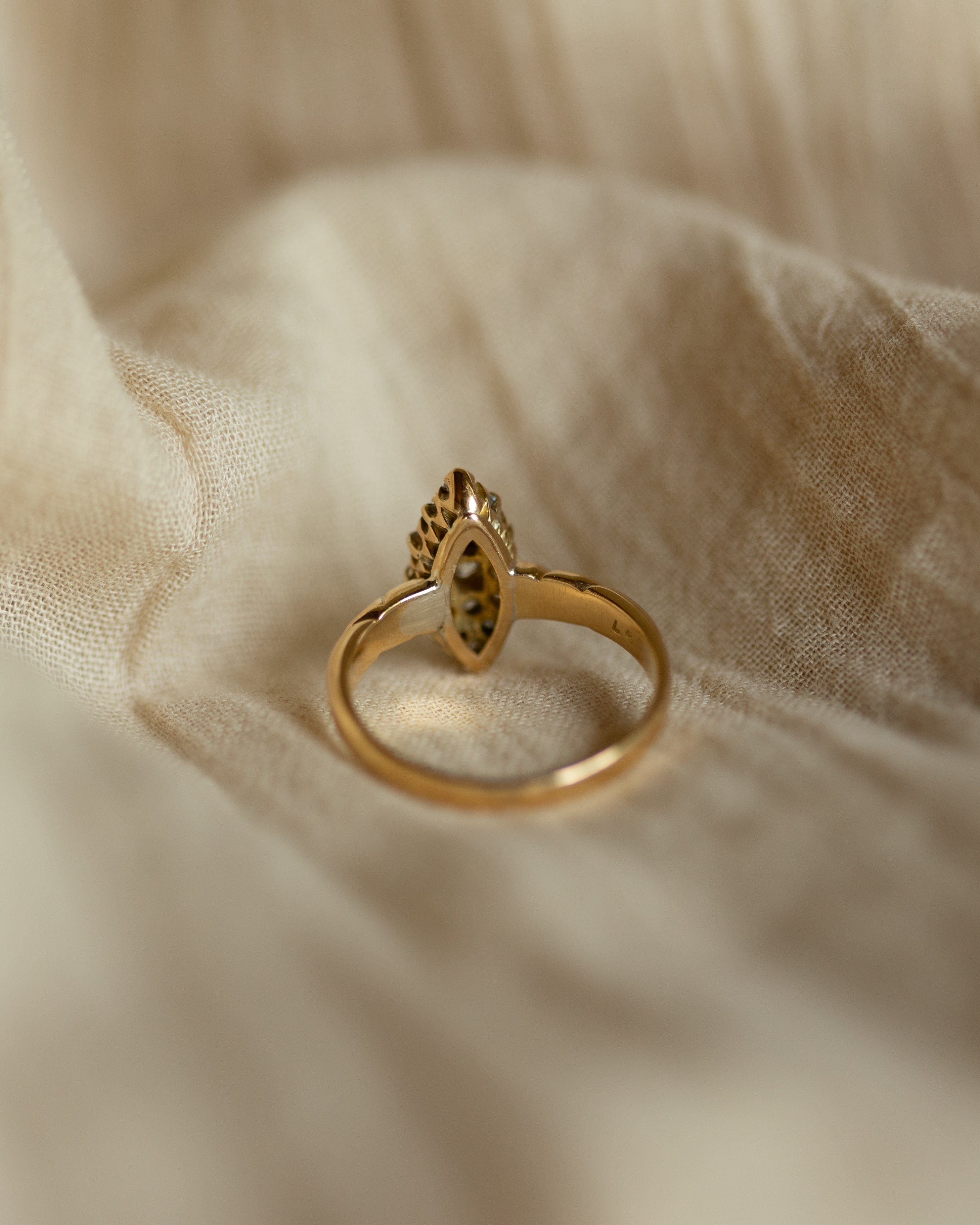 Angélique 1904 Antique 18ct Gold Diamond Marquise Cluster Ring