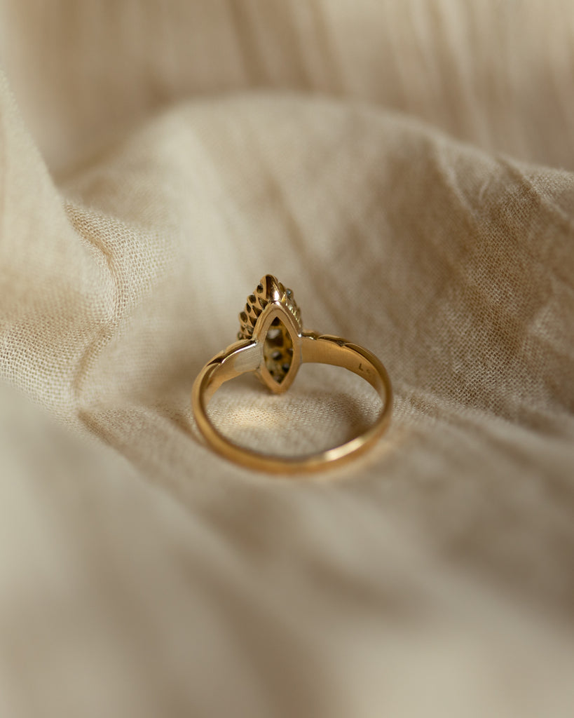 Angélique 1904 Antique 18ct Gold Diamond Marquise Cluster Ring