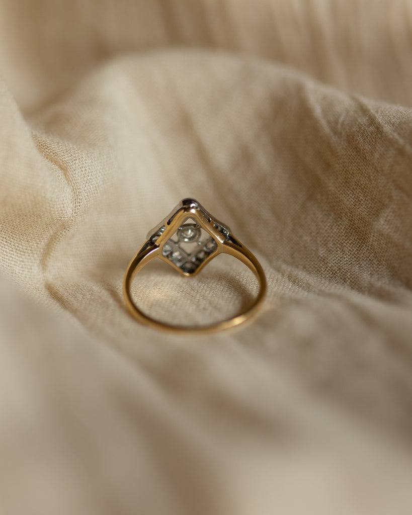 Magdaleine Antique Art Deco 18ct Gold Diamond Panel Ring