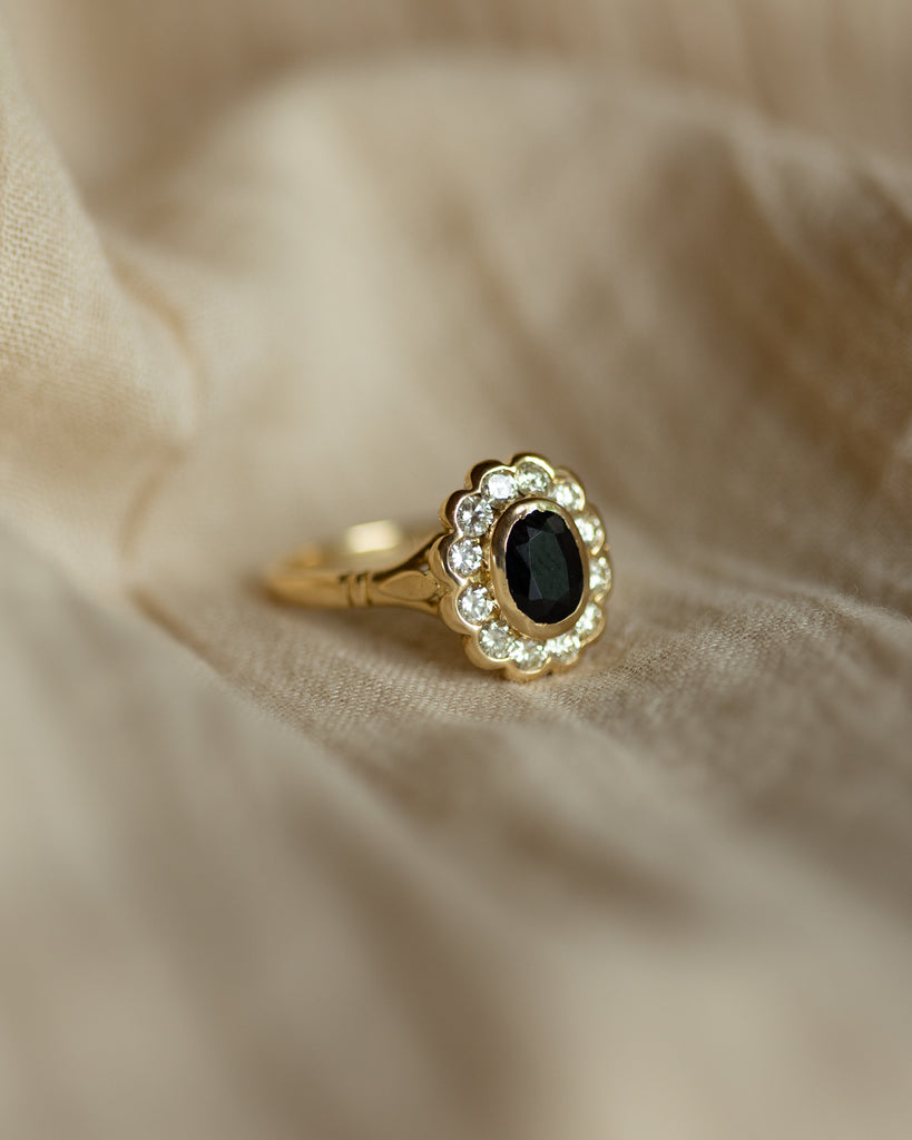 Maude Vintage 18ct Gold Sapphire & Diamond Cluster Ring