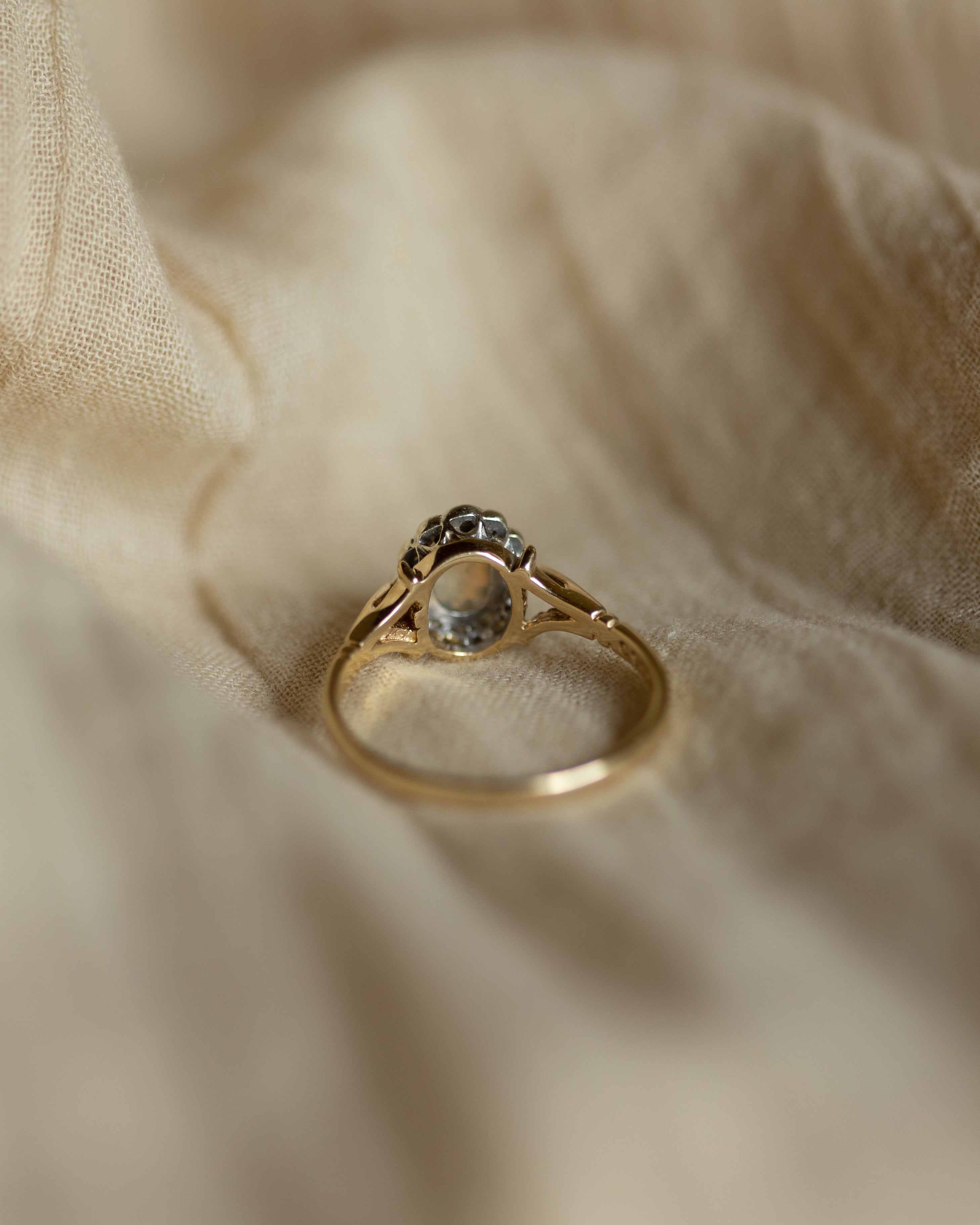 Eloise 1984 Vintage 9ct Gold Opal & Diamond Cluster Ring