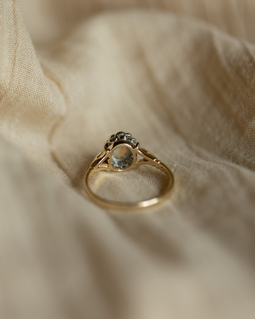 Eloise 1984 Vintage 9ct Gold Opal & Diamond Cluster Ring