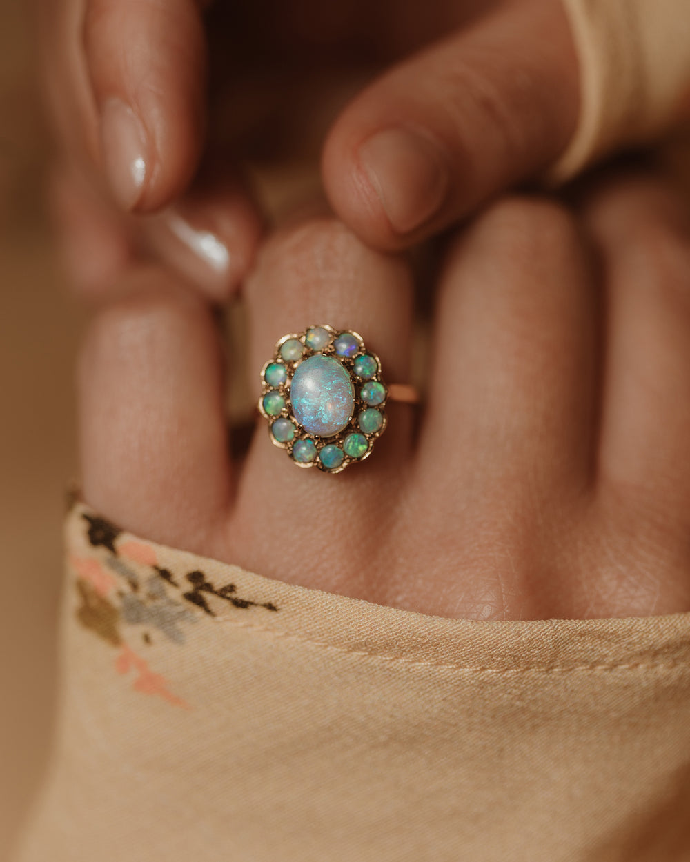 Mathilda 1991 Vintage 9ct Gold Opal Cluster Ring