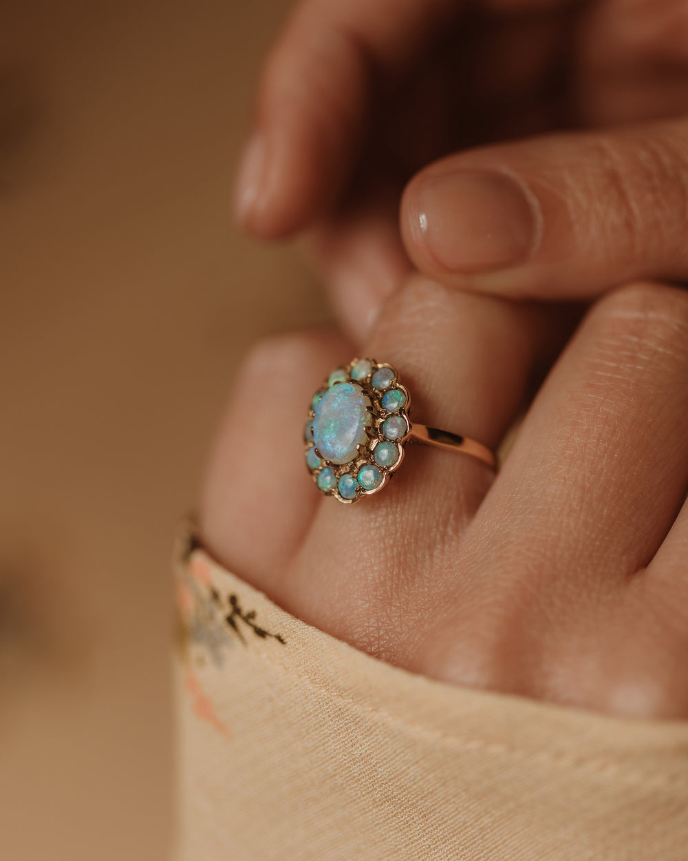 Mathilda 1991 Vintage 9ct Gold Opal Cluster Ring