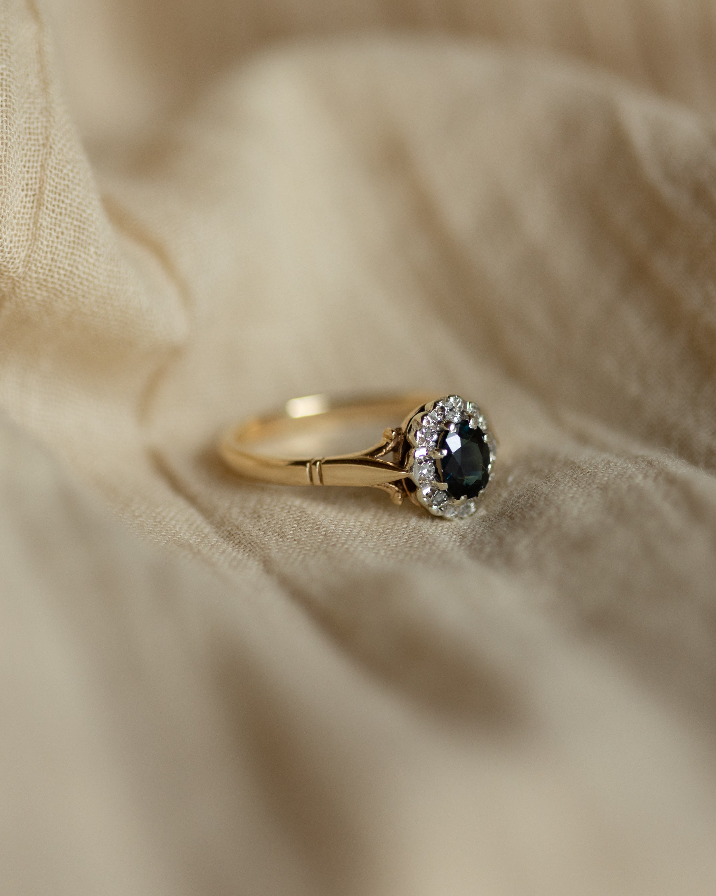 Nina 1973 Vintage 9ct Gold Sapphire & Diamond Cluster Ring