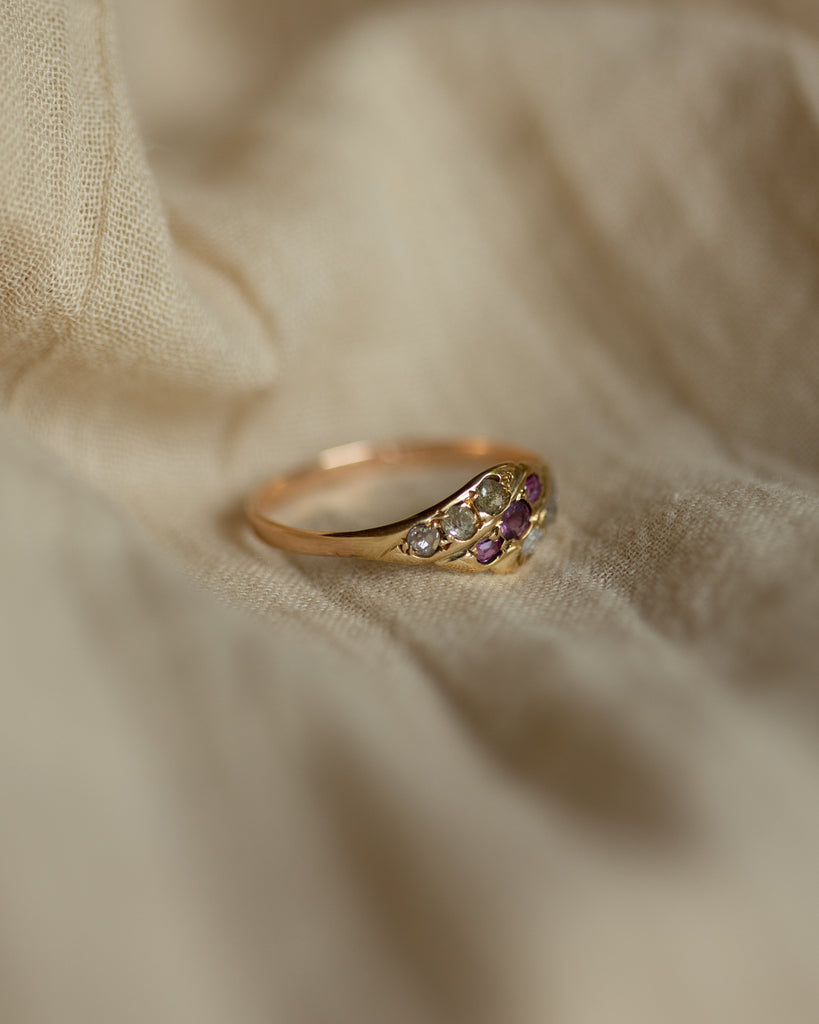 Justine Antique 15ct Gold Ruby & Diamond Twist Ring