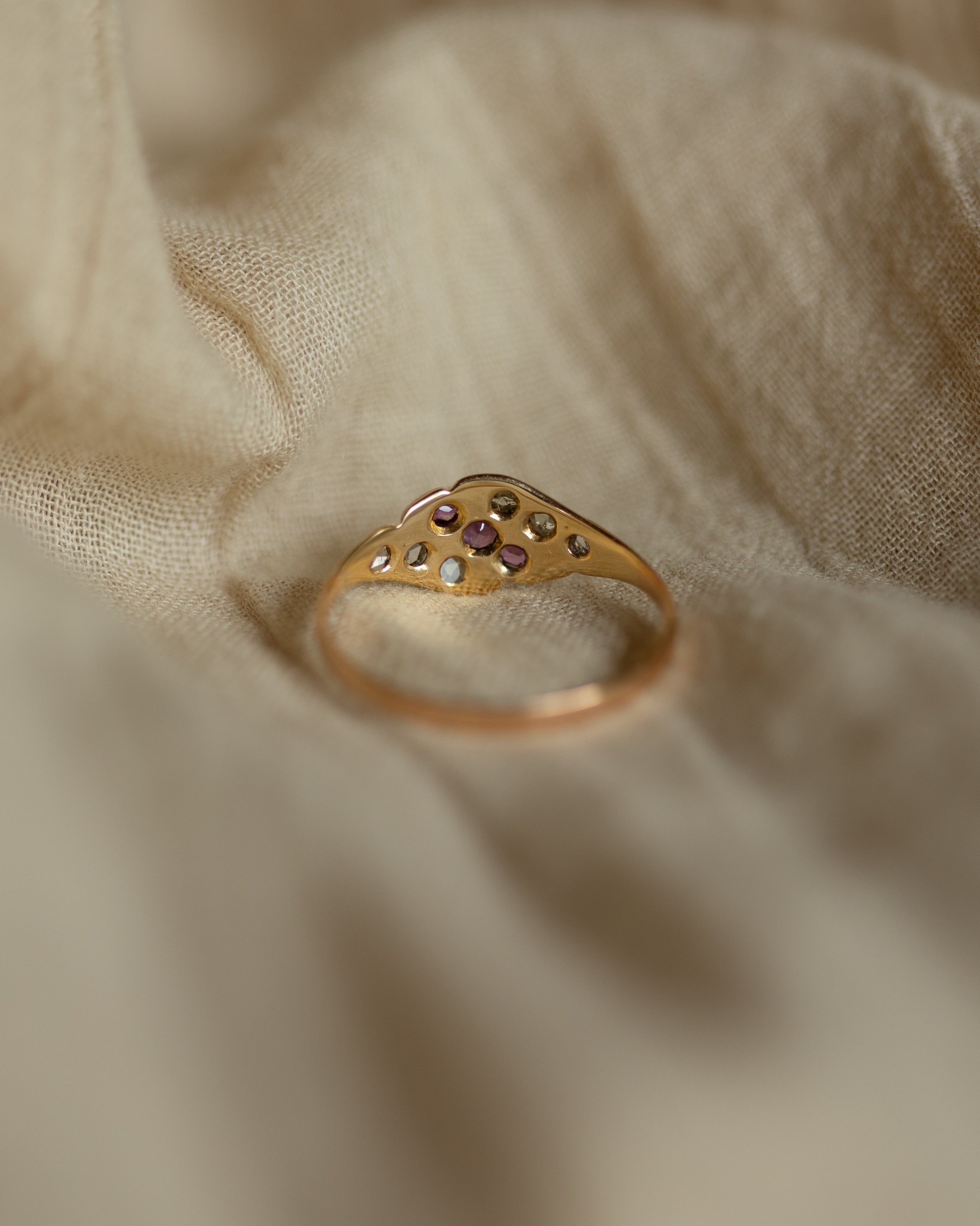 Justine Antique 15ct Gold Ruby & Diamond Twist Ring