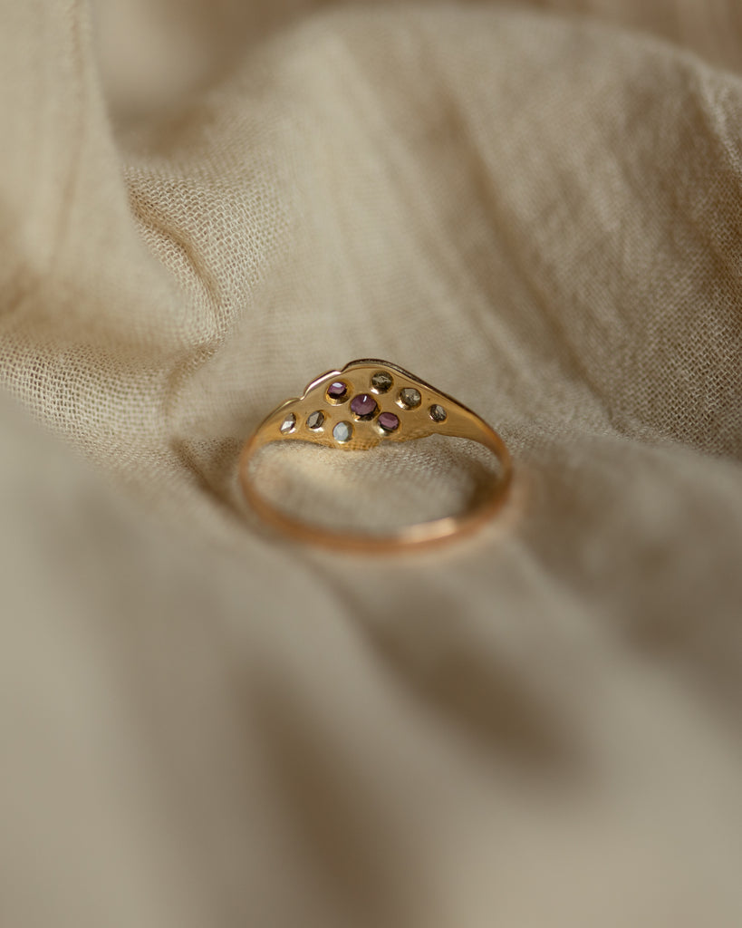 Justine Antique 15ct Gold Ruby & Diamond Twist Ring