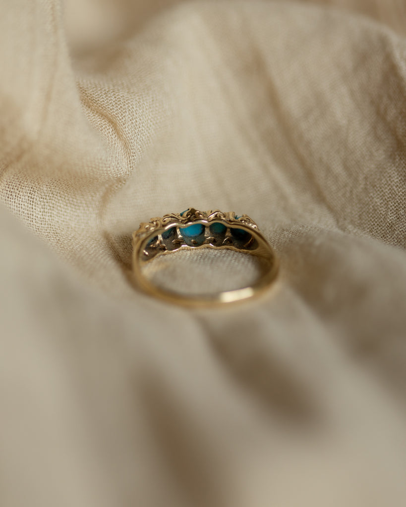 Tilly 1975 Vintage 9ct Gold Turquoise Five Stone Ring
