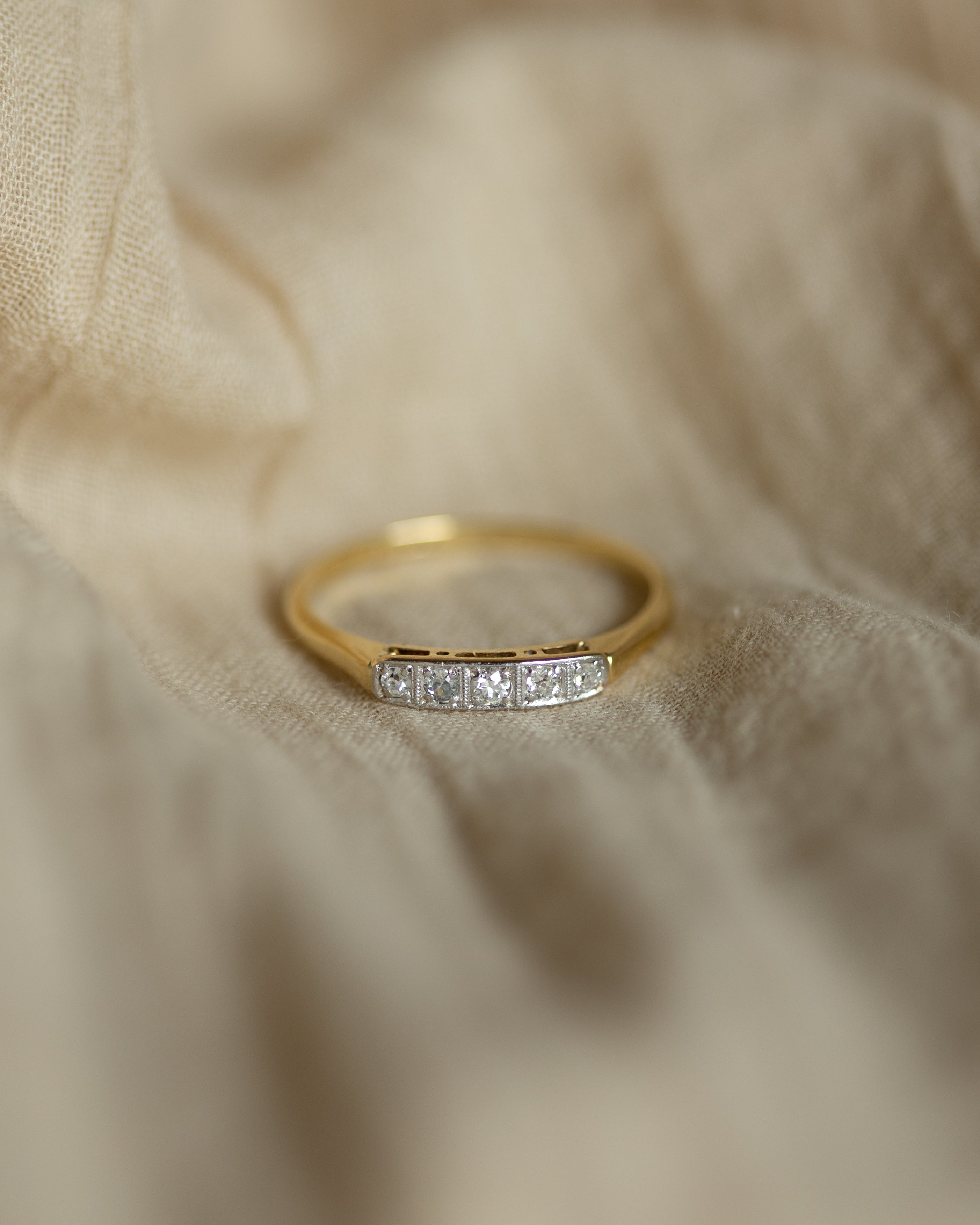Jacqueline Antique Art Deco 18ct Gold Five Stone Diamond Ring