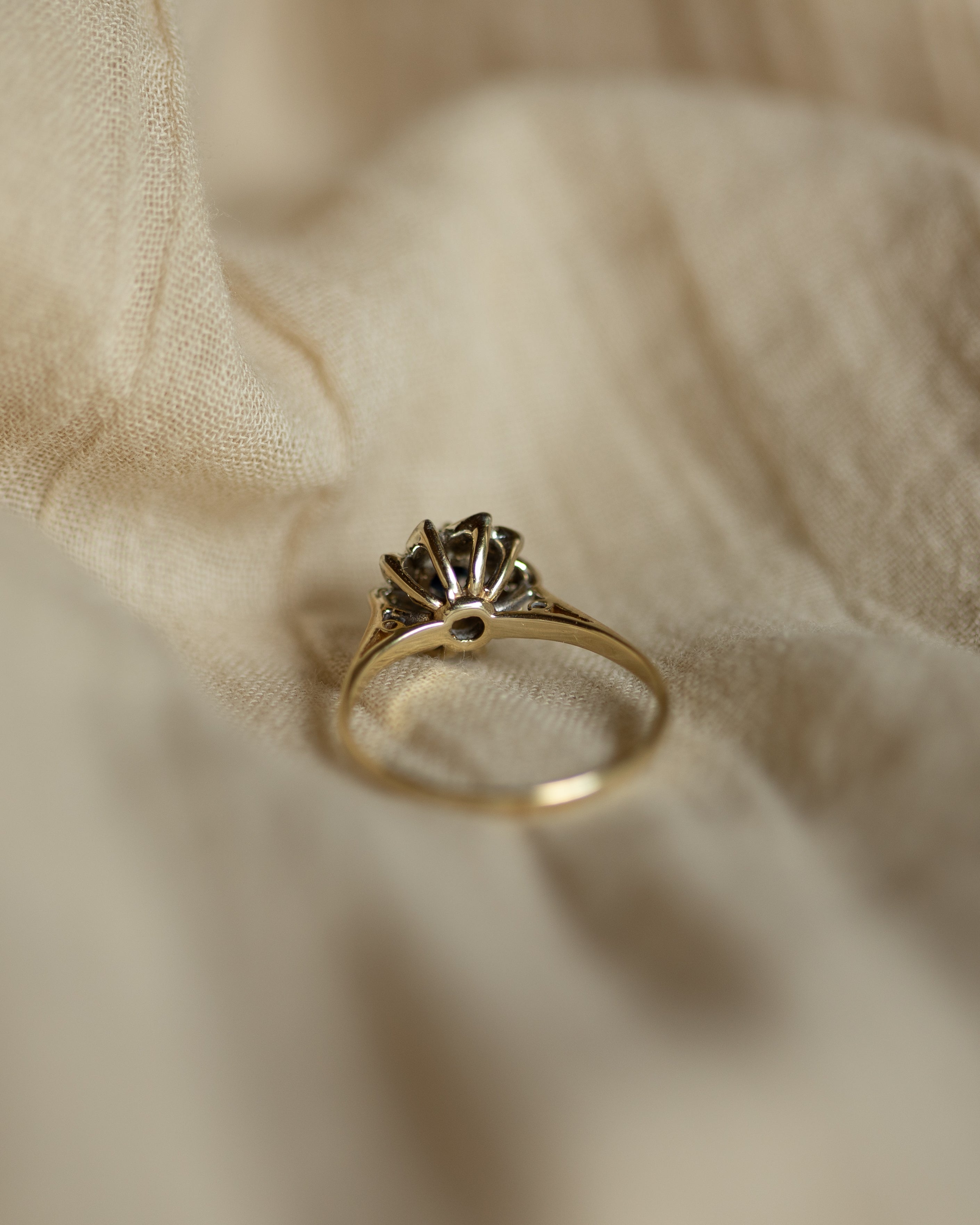 Eleanore 1982 Vintage 9ct Gold Sapphire & Diamond Cluster Ring