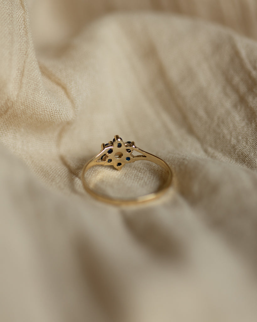 Lois 1984 Vintage 9ct Gold Opal & Sapphire Cluster Ring