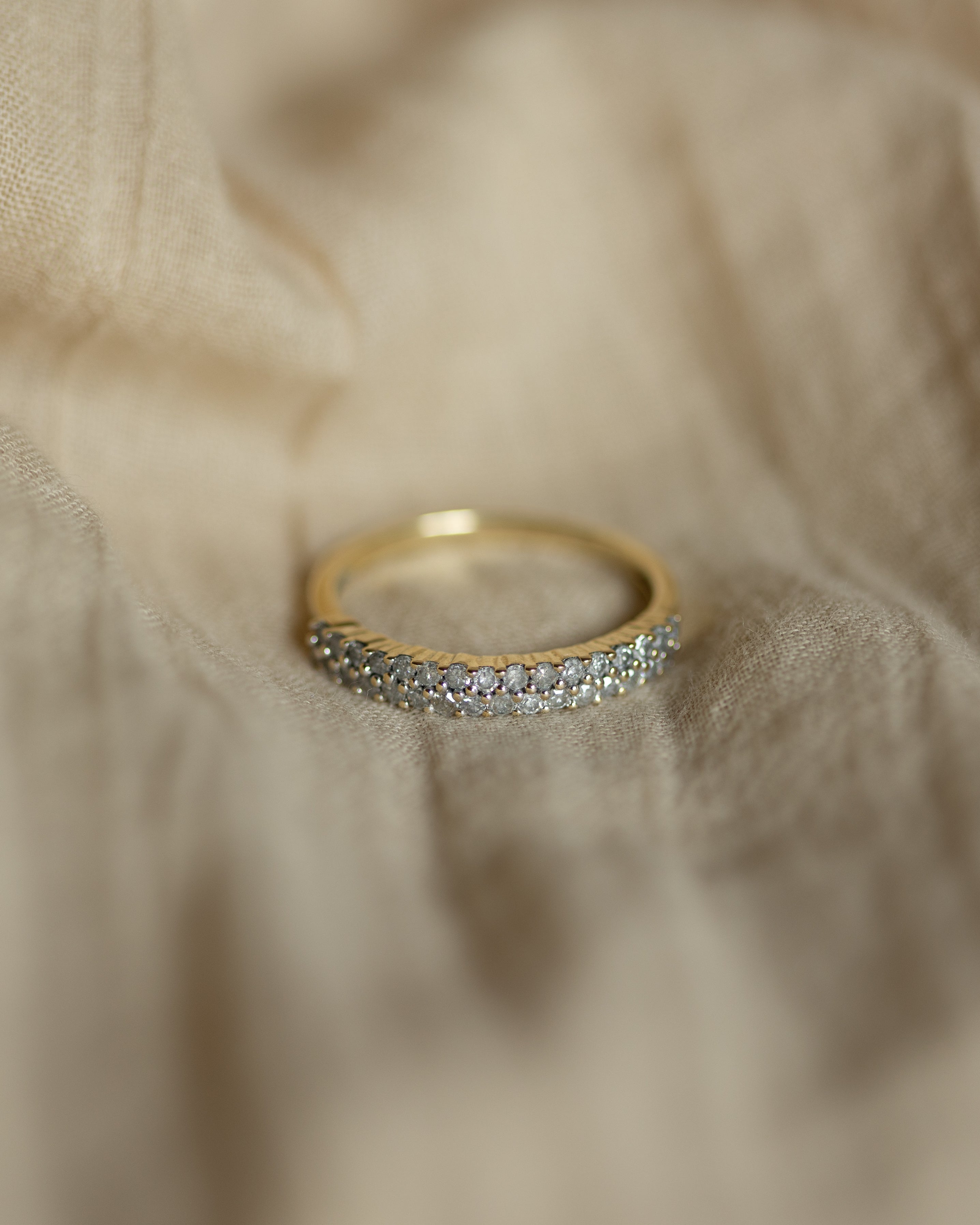 Enid Vintage 9ct Gold Two Row Diamond Half Eternity Ring
