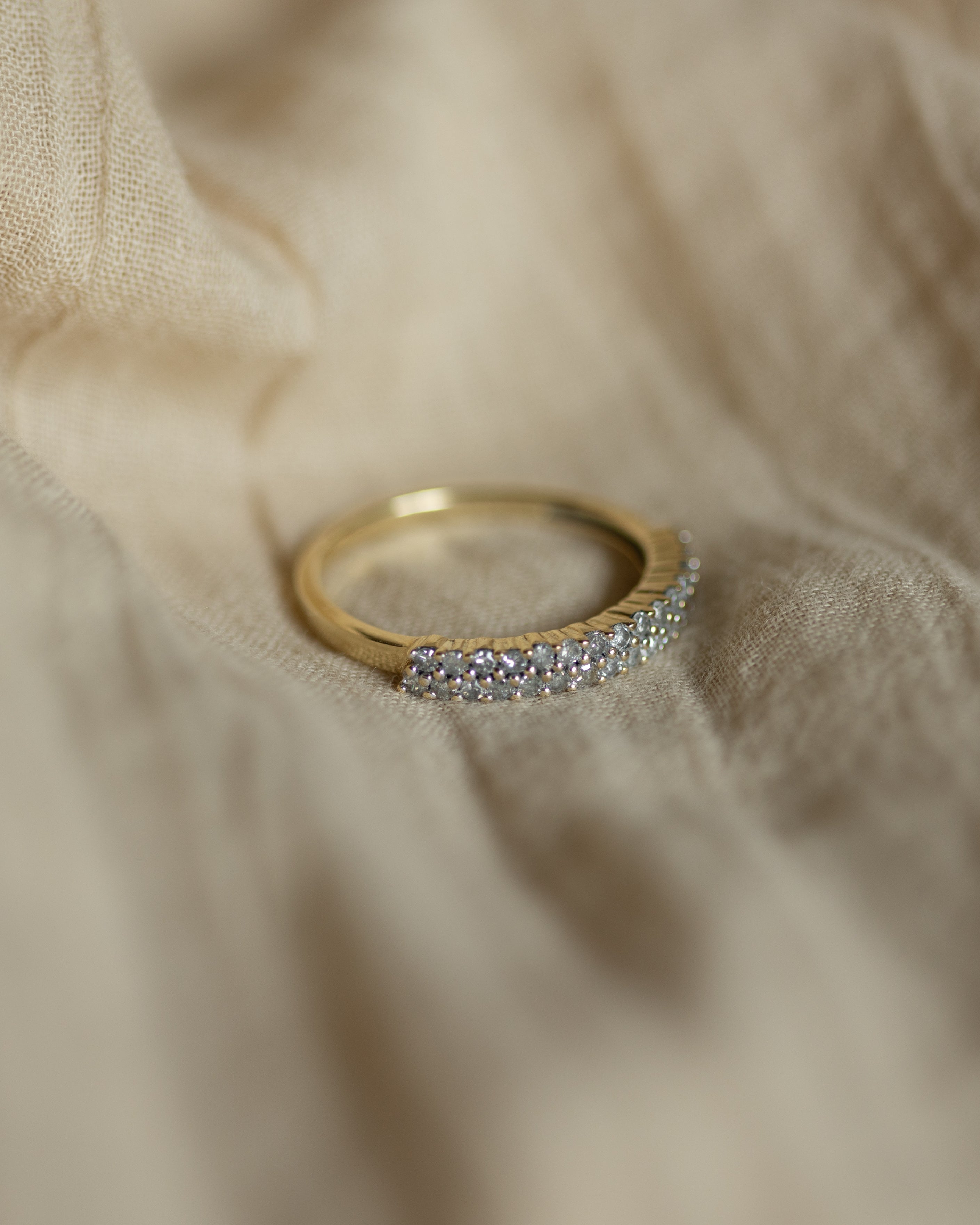 Enid Vintage 9ct Gold Two Row Diamond Half Eternity Ring