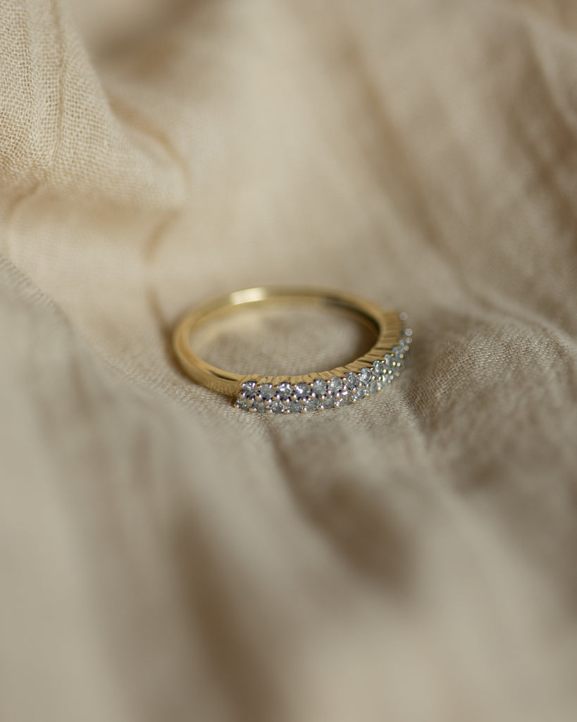 Enid Vintage 9ct Gold Two Row Diamond Half Eternity Ring