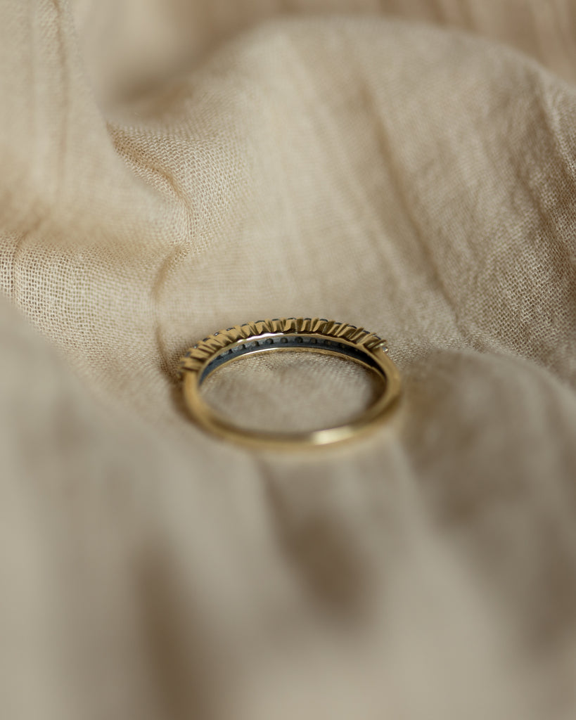 Enid Vintage 9ct Gold Two Row Diamond Half Eternity Ring