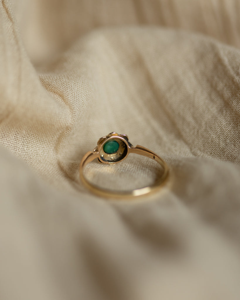 Colette Antique 9ct Gold Turquoise & Pearl Cluster Ring