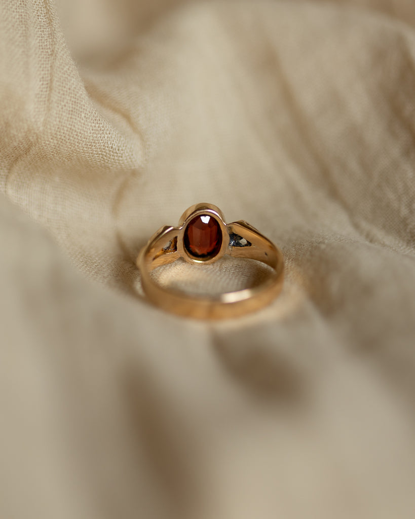 Babette Antique 15ct Gold Garnet & Diamond Trilogy Ring