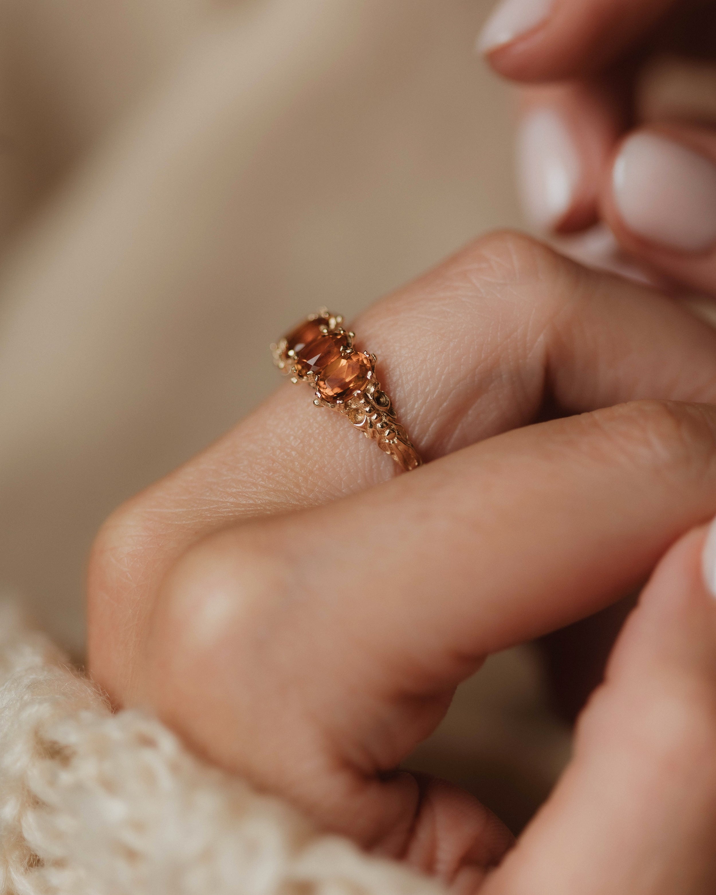 Iris 1994 Vintage 9ct Gold Citrine Five Stone Ring