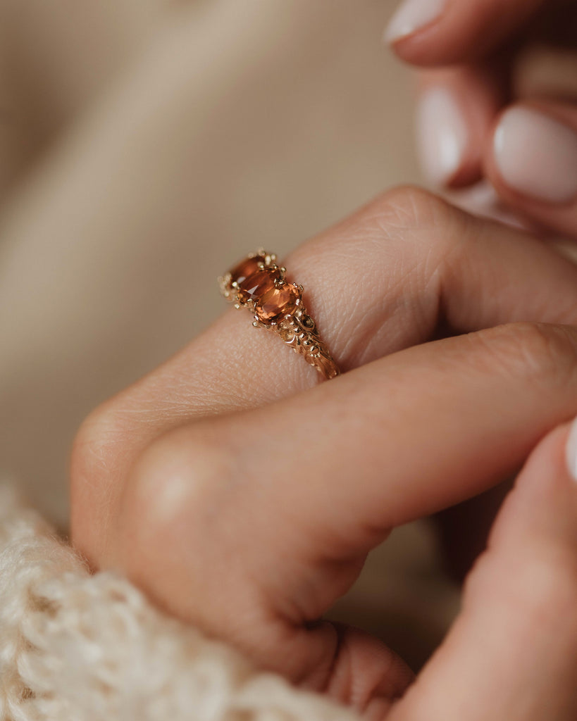 Iris 1994 Vintage 9ct Gold Citrine Five Stone Ring