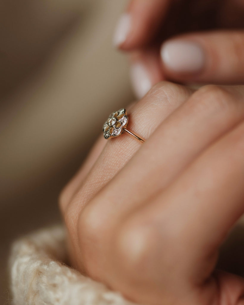 Cecilia Antique 18ct Gold Diamond Daisy Cluster Ring