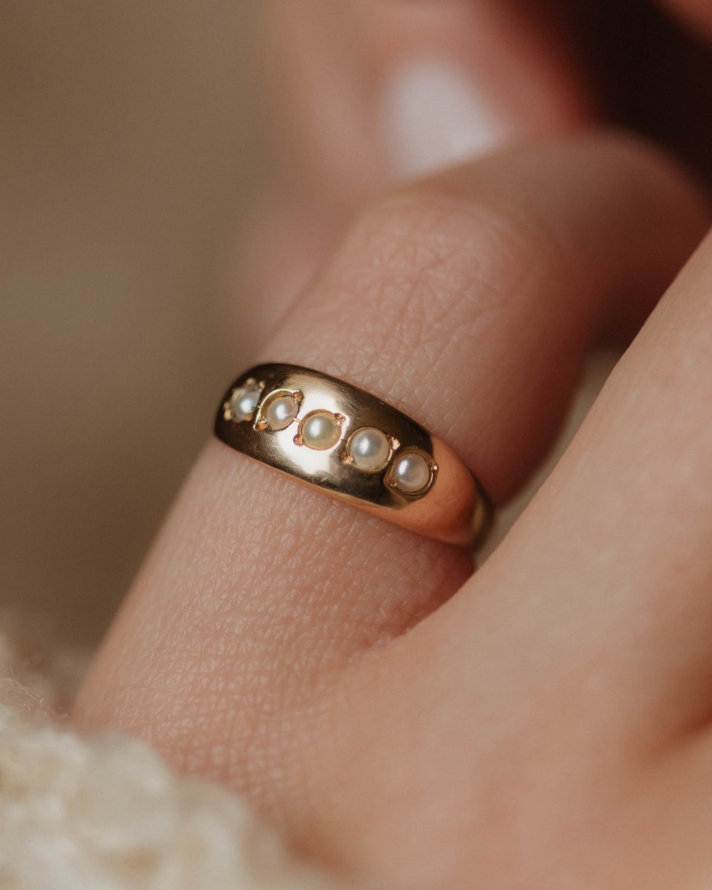 Thomasin Antique 15ct Gold Pearl Five Stone Ring