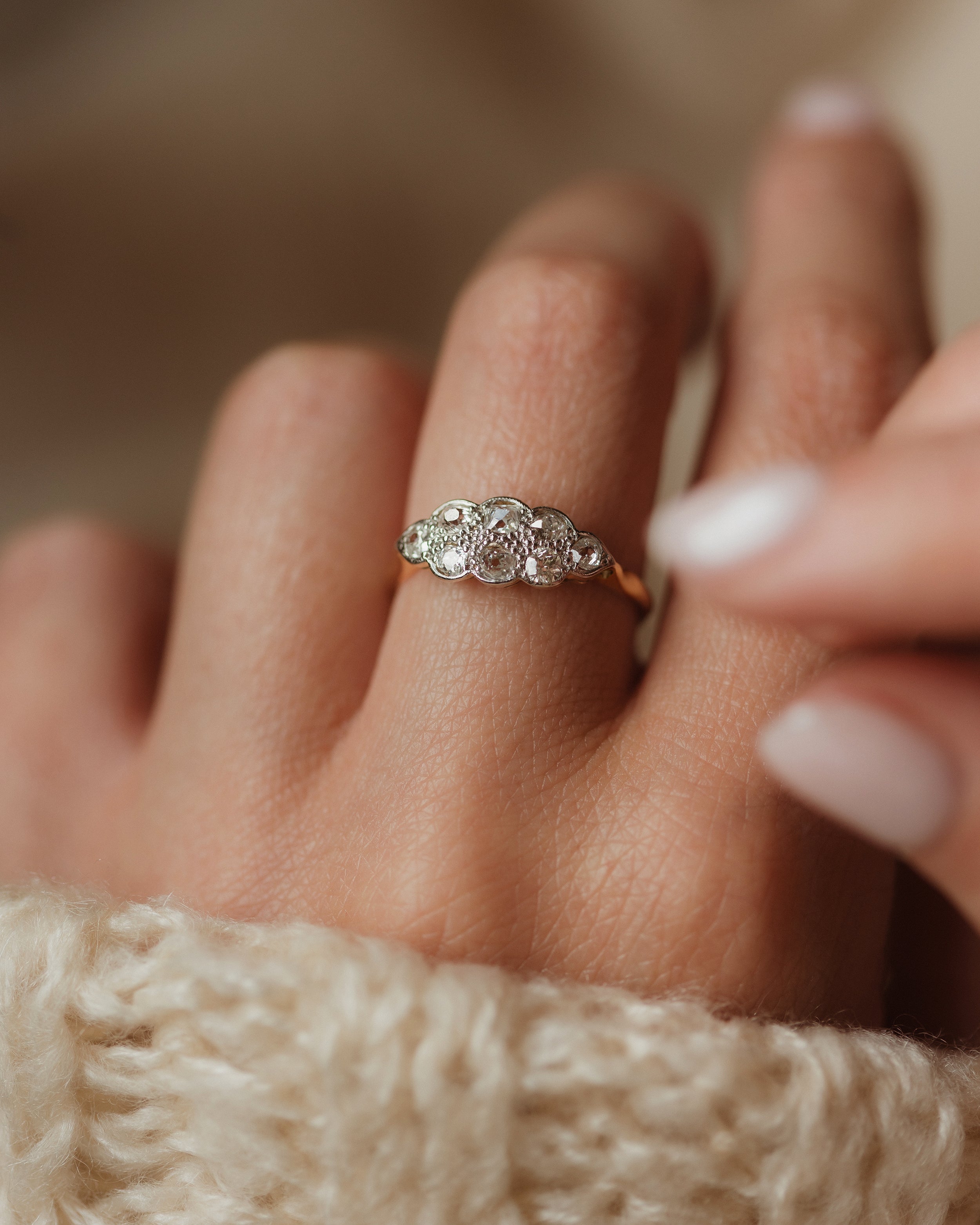 Charlotte Antique Art Deco 18ct Gold Cloud Cluster Ring