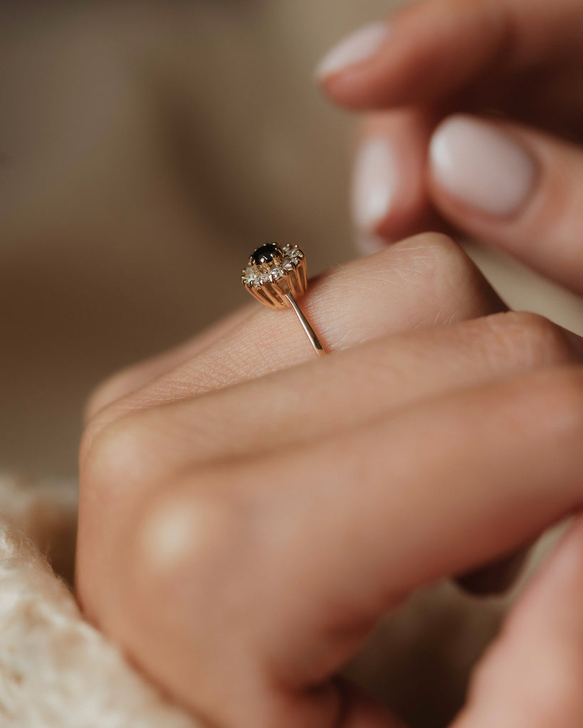 Ines 1982 Vintage 9ct Gold Sapphire & Diamond Cluster Ring